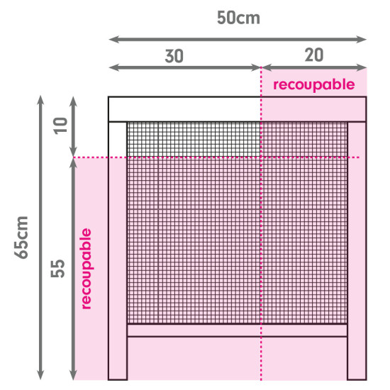 schéma de recoupe moustiquaire enroulable l 50 cm