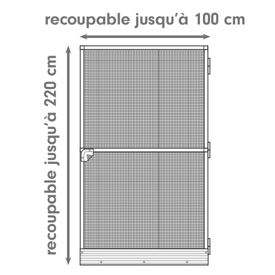 Schéma de recoupe de la moustiquaire porte battante