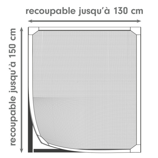 Dimensions de recoupe de notre moustiquaire cadre fixe magnétique largeur 150 cm