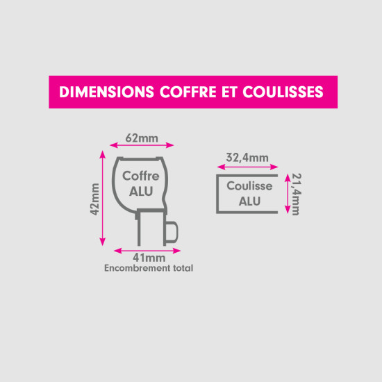 Dimensions d'encombrement de la moustiquaire enroulable verticale alu de porte