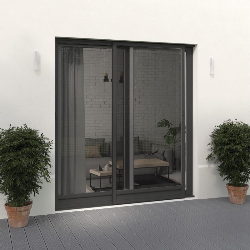 moustiquaire coulissante Alu gris